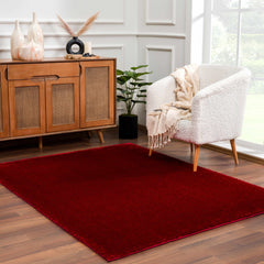 Heavenly Solid Red Plush Rug - Clearance - Ornate Home