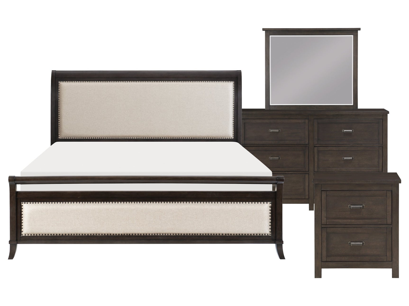 Hebron Dark Cherry/Beige 4-piece Queen Bedroom Set - Ornate Home