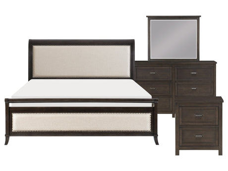 Hebron Dark Cherry/Beige 4-piece Queen Bedroom Set - Ornate Home