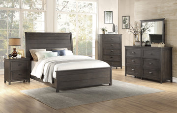 Hebron Dark Cherry California King Sleigh Bed - Ornate Home