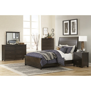 Hebron Dark Cherry California King Sleigh Bed - Ornate Home