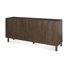 Heera Dark Brown Diamond Motif with Shelf Sideboard - Ornate Home
