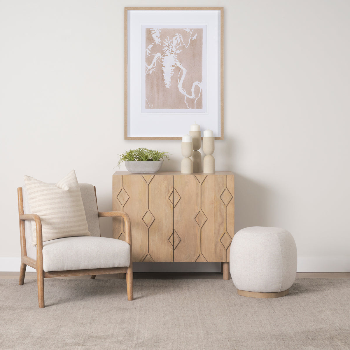 Heera Light Brown Diamond Motif with Shelf Accent Cabinet - Ornate Home