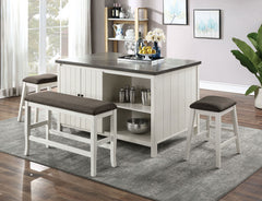 Heidelberg Off-White/Dark Gray 4 Pc. Counter Height Table Set w/ Bench - Ornate Home
