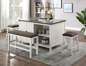 Heidelberg Off-White/Dark Gray 4 Pc. Counter Height Table Set w/ Bench - Ornate Home