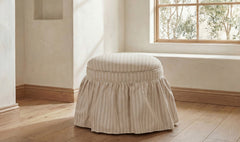 Heidi Beige Stripe Storage Ottoman - Ornate Home