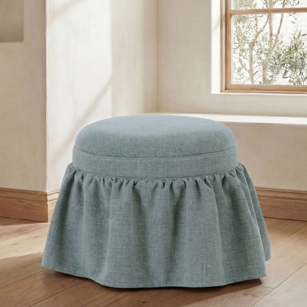 Heidi Light Blue Storage Ottoman - Ornate Home