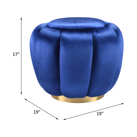 Heiress Sapphire Blue Velvet Ottoman - Ornate Home