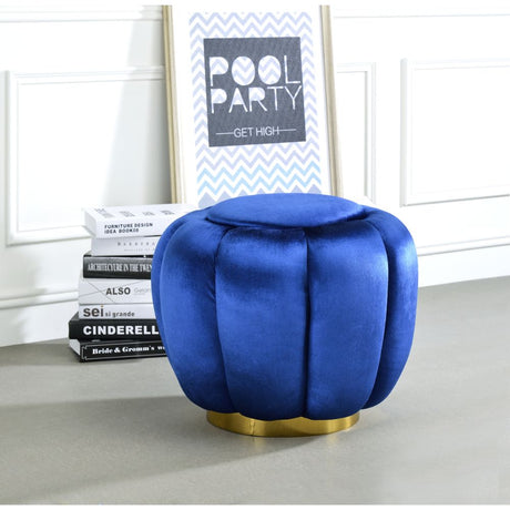Heiress Sapphire Blue Velvet Ottoman - Ornate Home
