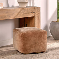 Heirloom Brown Velvet Pouf - Ornate Home