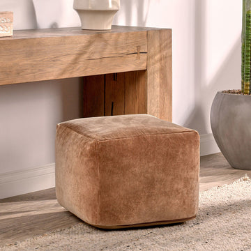 Heirloom Brown Velvet Pouf - Ornate Home