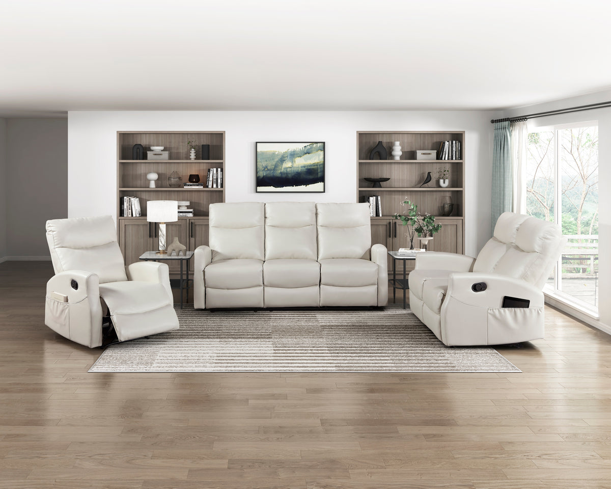 Heisley White Double Reclining Loveseat - Ornate Home