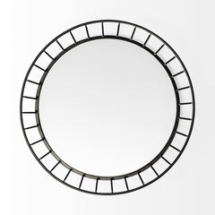 Helena Black Metal Mirrored Bottom Round Serving Tray - Ornate Home