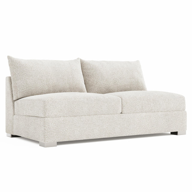 Helena Gold Armless Loveseat Without Pillows Metal Foot - Ornate Home