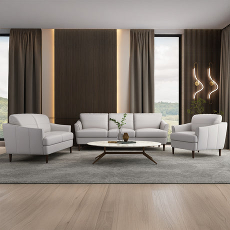 Helena Pearl Gray Genuine Leather Sofa - Ornate Home