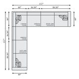 Helena Portobello Sectional Wood Foot - Ornate Home