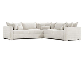 Helena White/Cream 3-Piece Fabric Sectional Metal Foot - Ornate Home