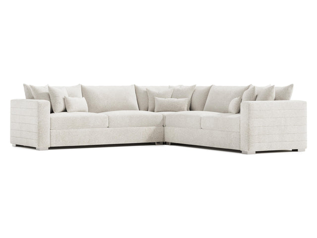 Helena White/Cream 3-Piece Fabric Sectional Metal Foot - Ornate Home