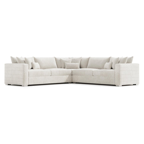 Helena White/Cream 3-Piece Fabric Sectional Metal Foot - Ornate Home