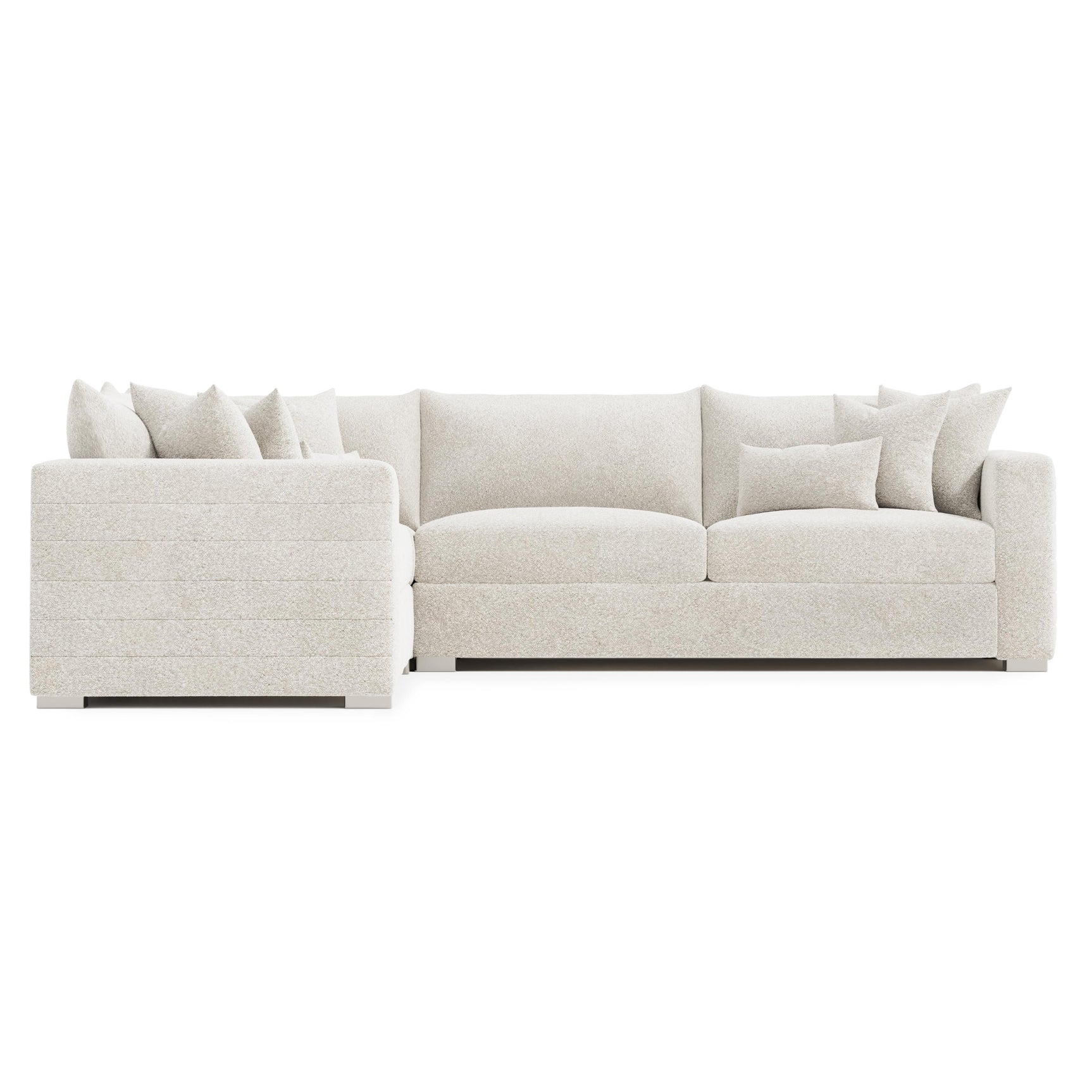 Helena White/Cream 3-Piece Fabric Sectional Metal Foot - Ornate Home