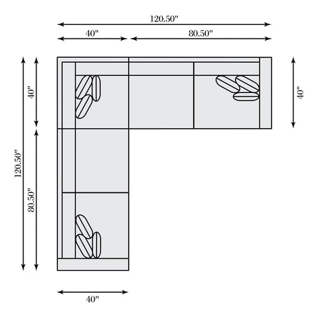 Helena White/Cream 3-Piece Fabric Sectional Metal Foot - Ornate Home