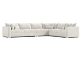 Helena White/Cream 4-Piece Fabric Sectional Metal Foot - Ornate Home
