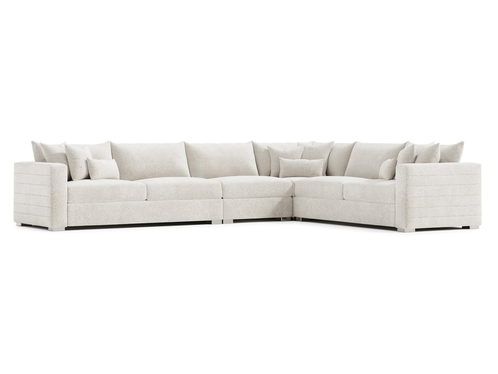 Helena White/Cream 4-Piece Fabric Sectional Metal Foot - Ornate Home