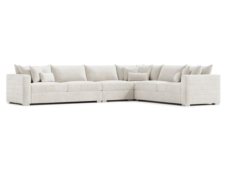 Helena White/Cream 4-Piece Fabric Sectional Metal Foot - Ornate Home