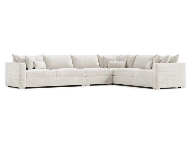 Helena White/Cream 4-Piece Fabric Sectional Metal Foot - Ornate Home