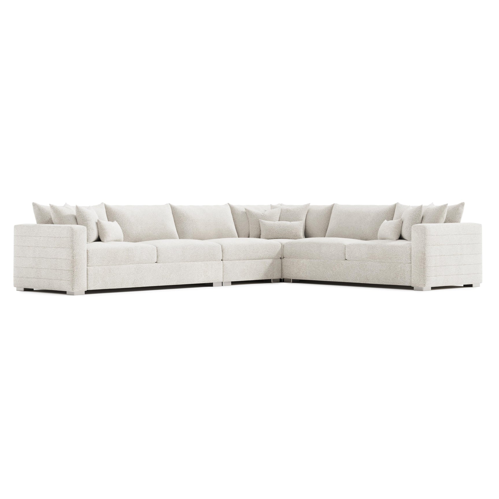 Helena White/Cream 4-Piece Fabric Sectional Metal Foot - Ornate Home