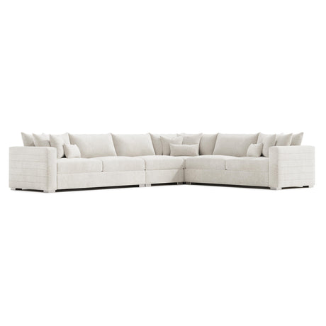 Helena White/Cream 4-Piece Fabric Sectional Metal Foot - Ornate Home