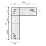 Helena White/Cream 4-Piece Fabric Sectional Metal Foot - Ornate Home