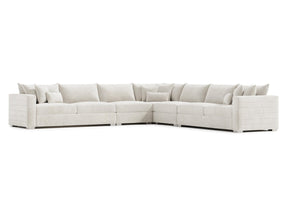 Helena White/Cream 5-Piece Fabric Sectional Metal Foot - Ornate Home
