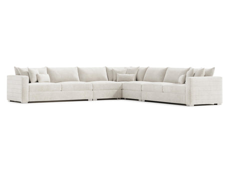 Helena White/Cream 5-Piece Fabric Sectional Metal Foot - Ornate Home