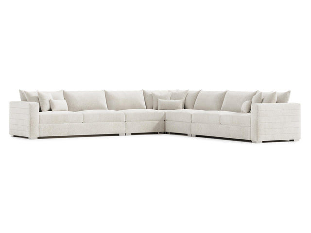 Helena White/Cream 5-Piece Fabric Sectional Metal Foot - Ornate Home