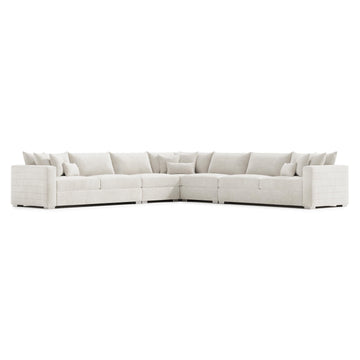 Helena White/Cream 5-Piece Fabric Sectional Metal Foot - Ornate Home