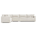 Helena White/Cream 5-Piece Fabric Sectional Metal Foot - Ornate Home