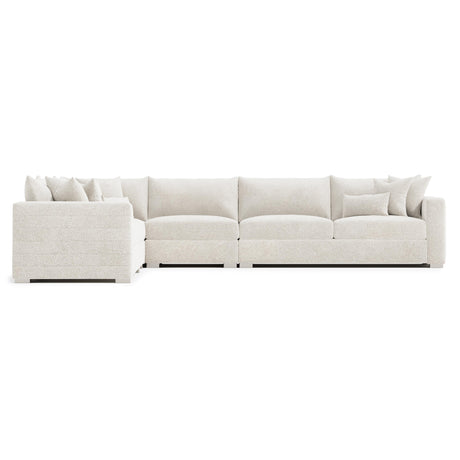 Helena White/Cream 5-Piece Fabric Sectional Metal Foot - Ornate Home