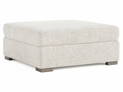 Helena White/Cream Fabric Bumper Ottoman Wood Foot - Ornate Home