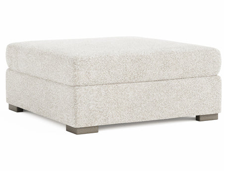 Helena White/Cream Fabric Bumper Ottoman Wood Foot - Ornate Home