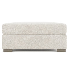 Helena White/Cream Fabric Bumper Ottoman Wood Foot - Ornate Home