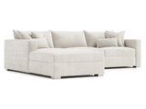 Helena White/Cream Fabric Left-Arm Chaise Sectional Metal Foot - Ornate Home