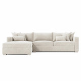 Helena White/Cream Fabric Left-Arm Chaise Sectional Metal Foot - Ornate Home