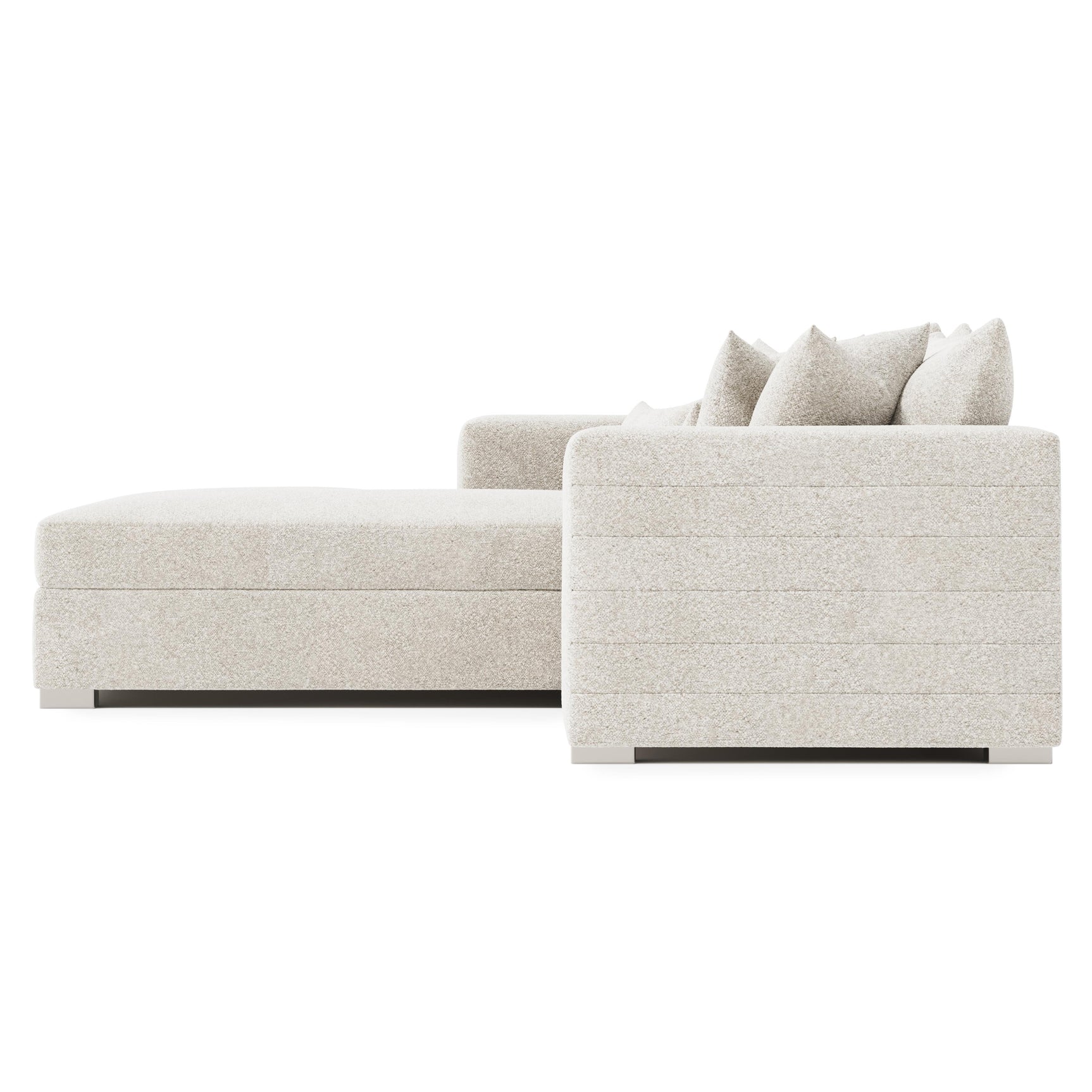 Helena White/Cream Fabric Left-Arm Chaise Sectional Metal Foot - Ornate Home