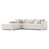 Helena White/Cream Fabric Left-Arm Chaise Sectional Metal Foot - Ornate Home
