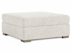 Helena White/Cream Fabric Ottoman Wood Foot - Ornate Home