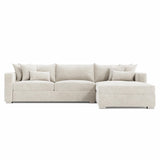 Helena White/Cream Fabric Right-Arm Chaise Sectional Metal Foot - Ornate Home