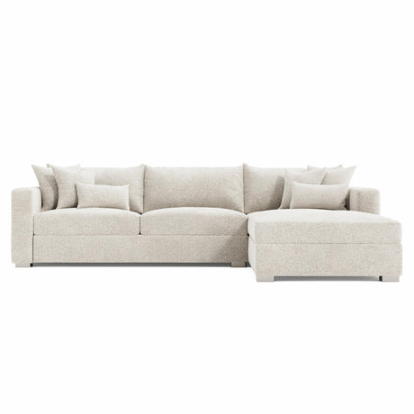 Helena White/Cream Fabric Right-Arm Chaise Sectional Metal Foot - Ornate Home