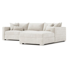 Helena White/Cream Fabric Right-Arm Chaise Sectional Metal Foot - Ornate Home