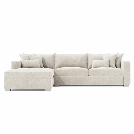 Helena White/Cream Fabric Sectional Metal Foot - Ornate Home
